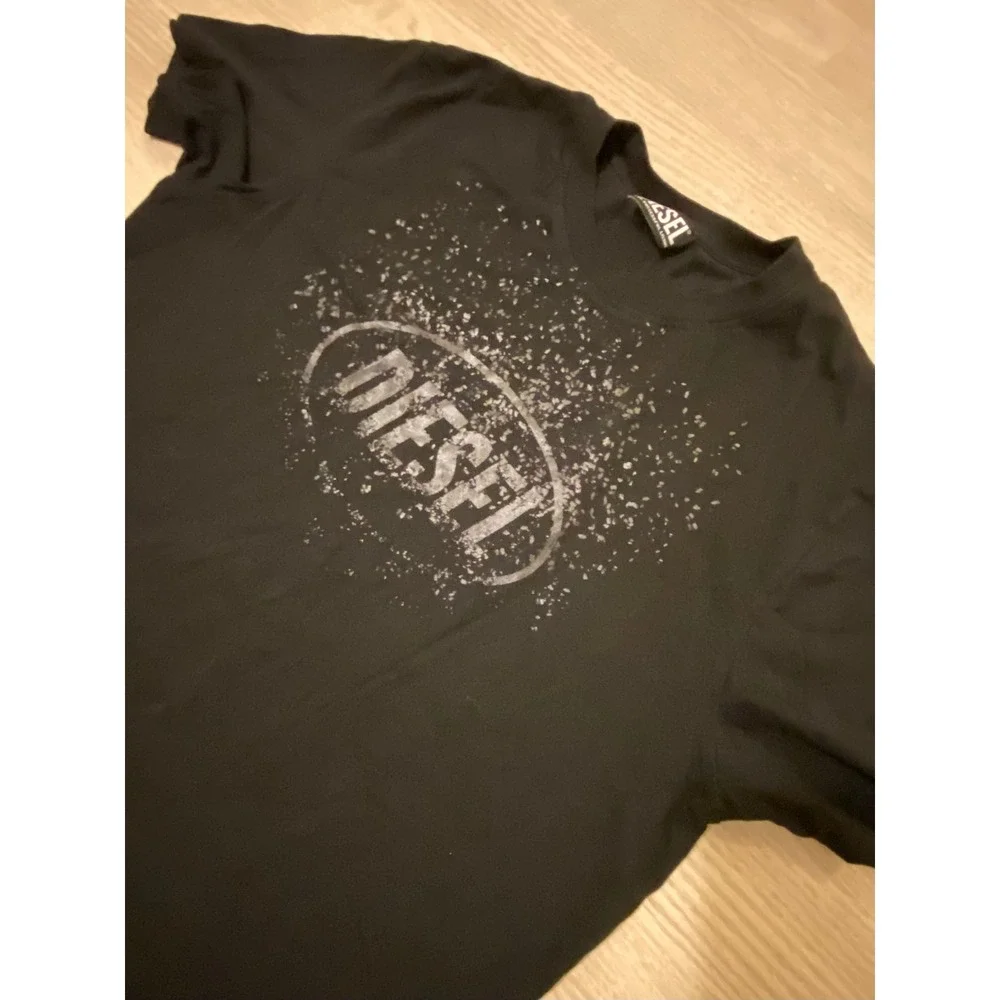 Diesel T Diegor Frost Graphic Logo T-Shirt Mens Black Streetwear A17246